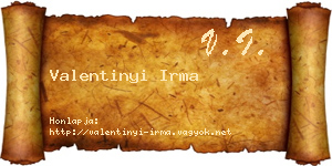 Valentinyi Irma névjegykártya
